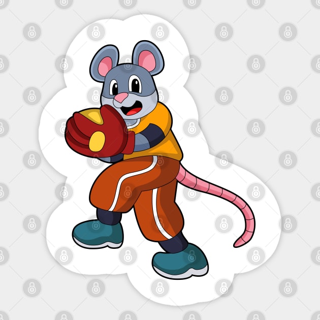 Mouse at Baseball with Baseball glove Sticker by Markus Schnabel